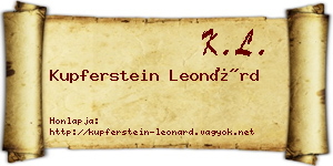Kupferstein Leonárd névjegykártya